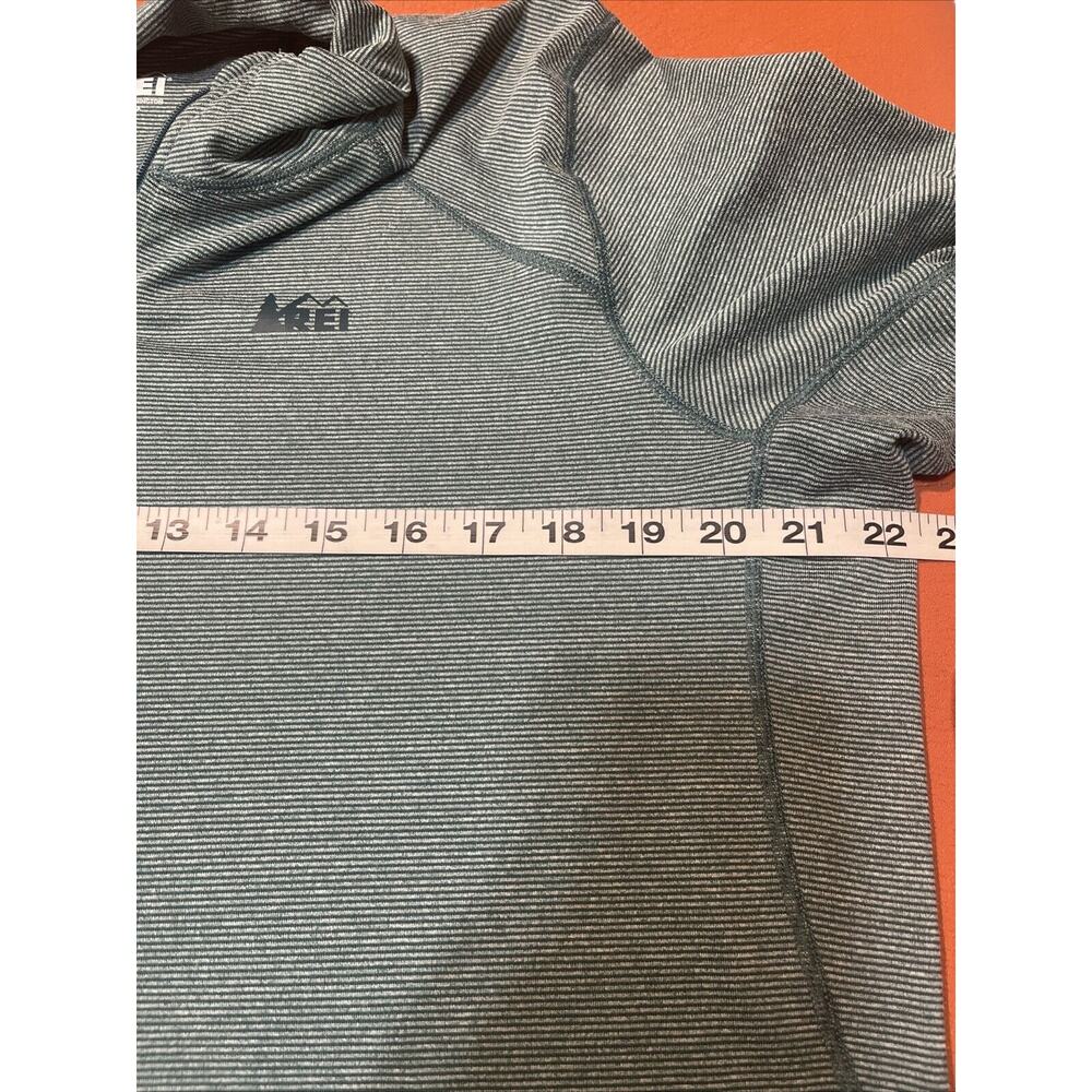 REI Co-OP Womens Long Sleeve Quarter Zip Teal Blue Stripe Pullover Outdoor XL - Picture 7 of 8